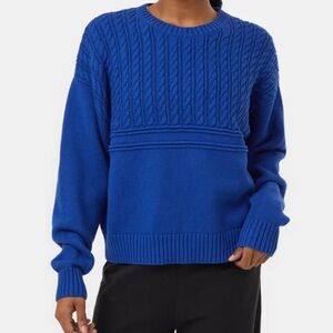Ten Tree Highline Patchwork Organic Cotton Sweater sz L Royal Blue Sustainable